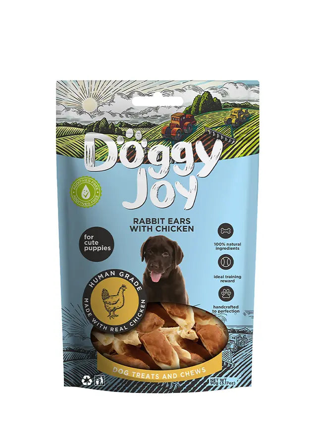 Doggy Joy Rabbit Ears With Chicken Puppy Treats 90g Doggy Joy