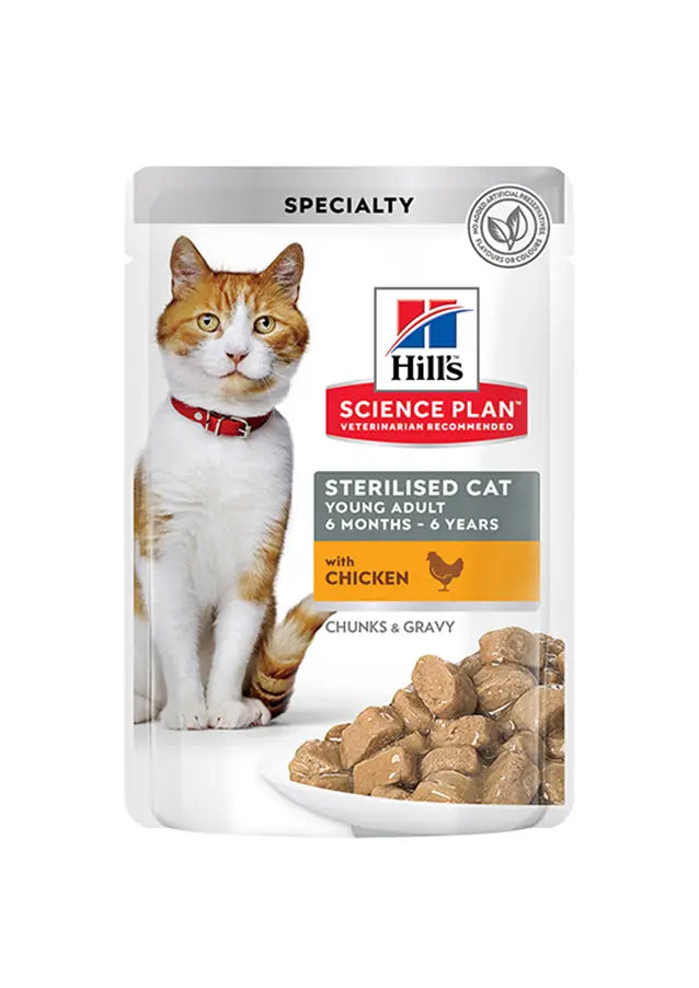 Hill’s Science Plan Sterilised Cat Adult Cat Wet Food With Chicken Pouches (12x85g) Hill's