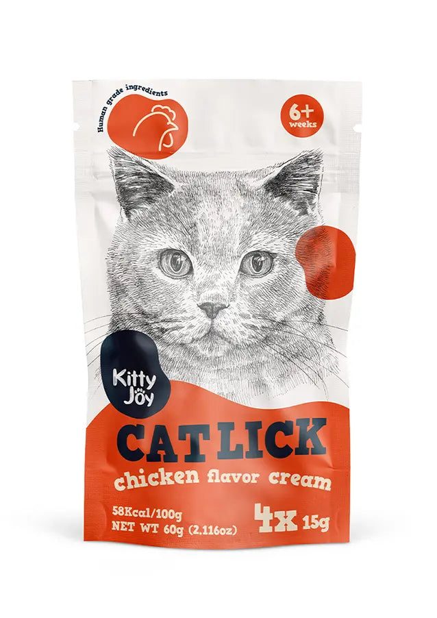 Kitty Joy Cat Lick Chicken Flavor Cream Cat Treats (4x15g) 60g Kitty Joy