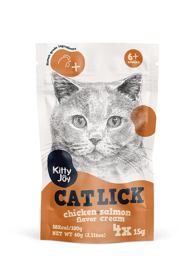 Kitty Joy Cat Lick Chicken + Salmon Flavor Cream Cat Treats (4x15g) 60g Kitty Joy