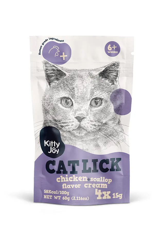 Kitty Joy Cat Lick Chicken + Scallop Flavor Cream Cat Treats (4x15g) 60g Kitty Joy