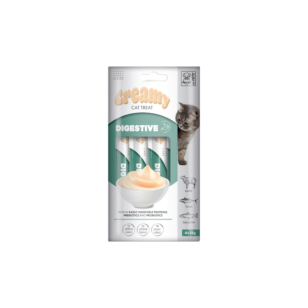M-PETS Creamy with Functions – Cat treat – Digestive – Lamb & Tuna & Salmon 4x15g (60g) M-Pets