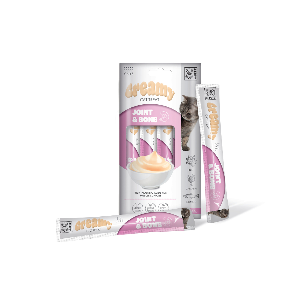 M-PETS Creamy with Functions – Cat treat – Joint & Bone – Beef & Chicken & Salmon 4x15g (60g) M-Pets