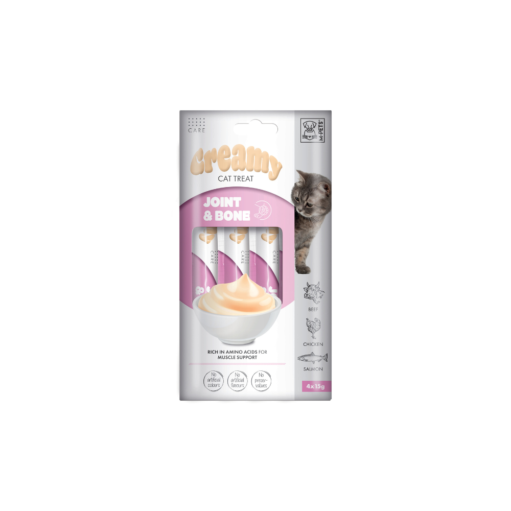 M-PETS Creamy with Functions – Cat treat – Joint & Bone – Beef & Chicken & Salmon 4x15g (60g) M-Pets