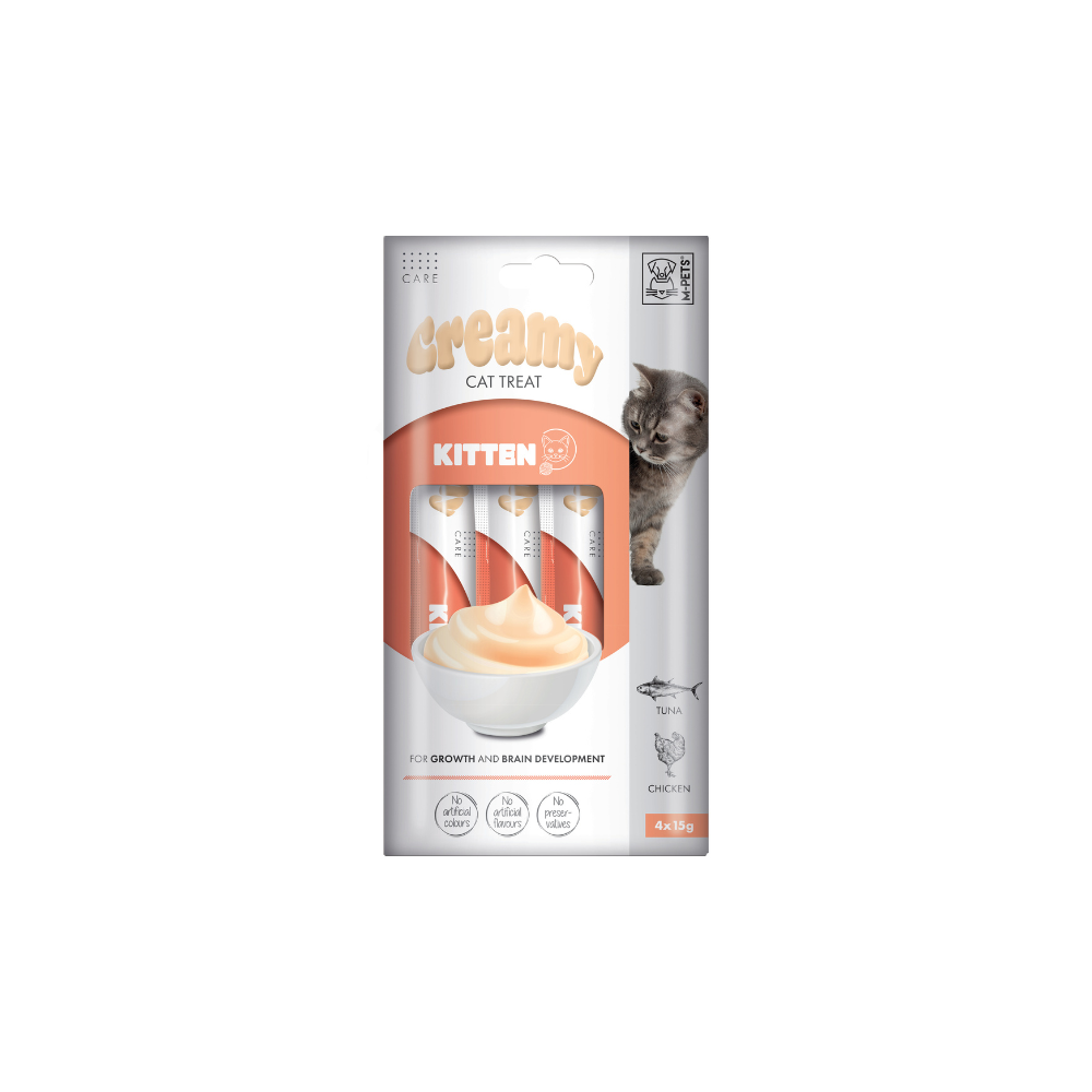 M-PETS Creamy with Functions – Cat treat – Kitten – Tuna & Chicken 4x15g (60g) M-Pets