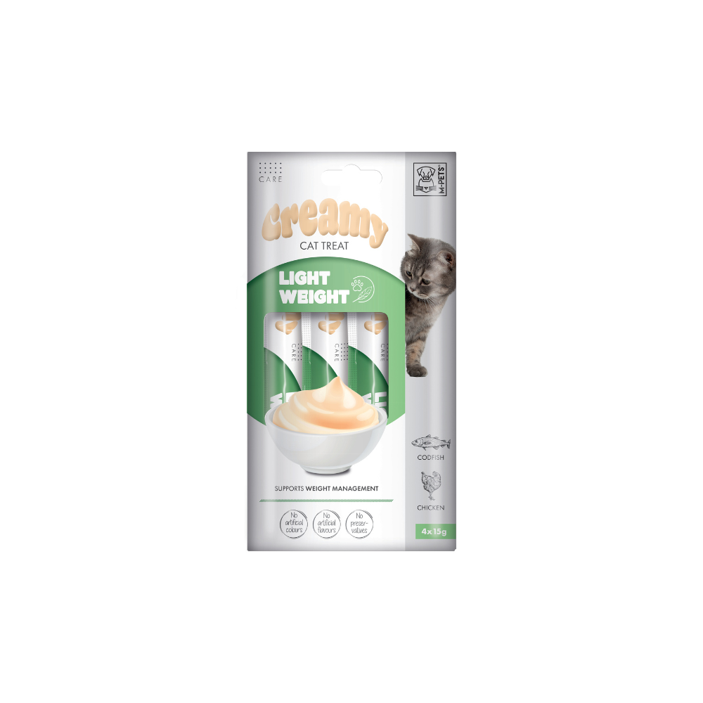 M-PETS Creamy with Functions – Cat treat – Light weight – Codfish & Chicken 4x15g (60g) M-Pets