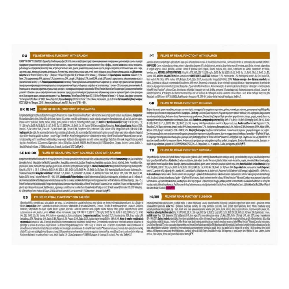 PURINA Pro Plan Veterinary Diets Wet Cat Food NF Renal Function Salmon 10 x 85g PURINA Pro Plan