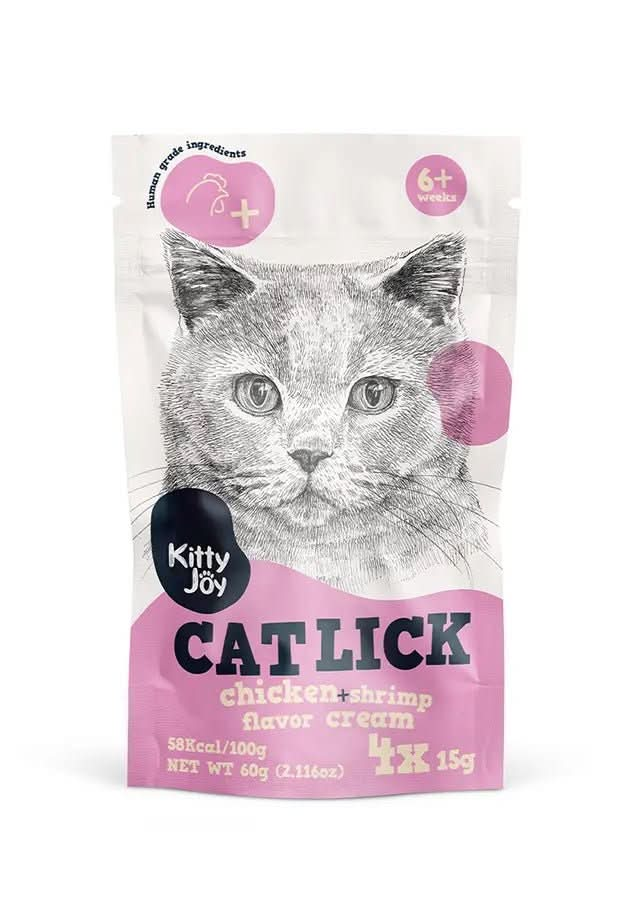 Kitty Joy Cat Lick Chicken + Shrimp Flavor Cream Cat Treats (4x15g) 60g - The City Vet Shop